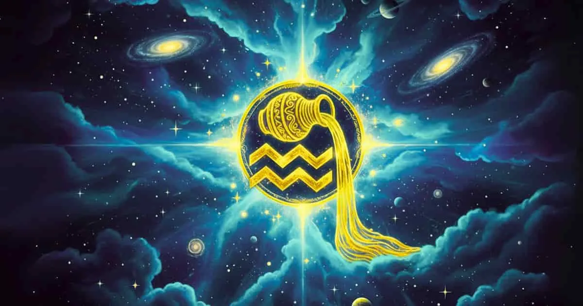 AquarAquarius  image with water-bearer pouring starlight