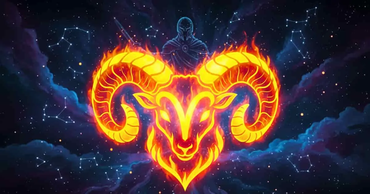 Aries zodiac traits and horoscope personality illustration