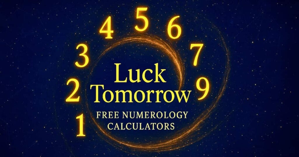 Luck Tomorrow Numerology Tools — Golden Numbers 1-9 on Cosmic Background