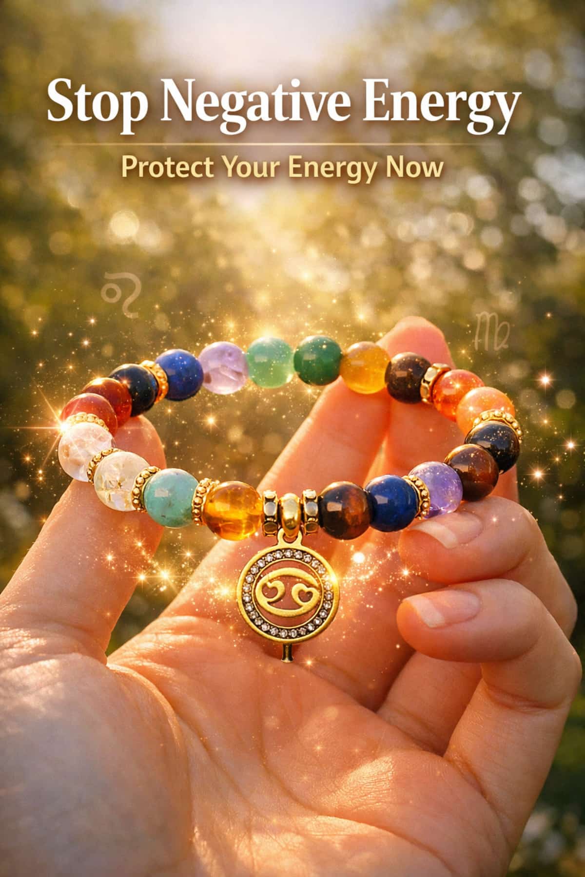 Chakra zodiac bracelet for protection and stopping negative energy